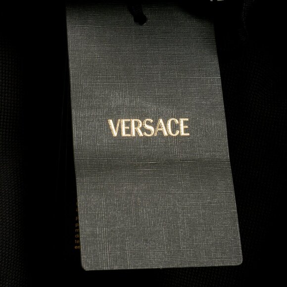 Versace Men's Black Logo Embroidery Short Sleeve Polo Shirt US M IT 50 - Picture 5 of 6